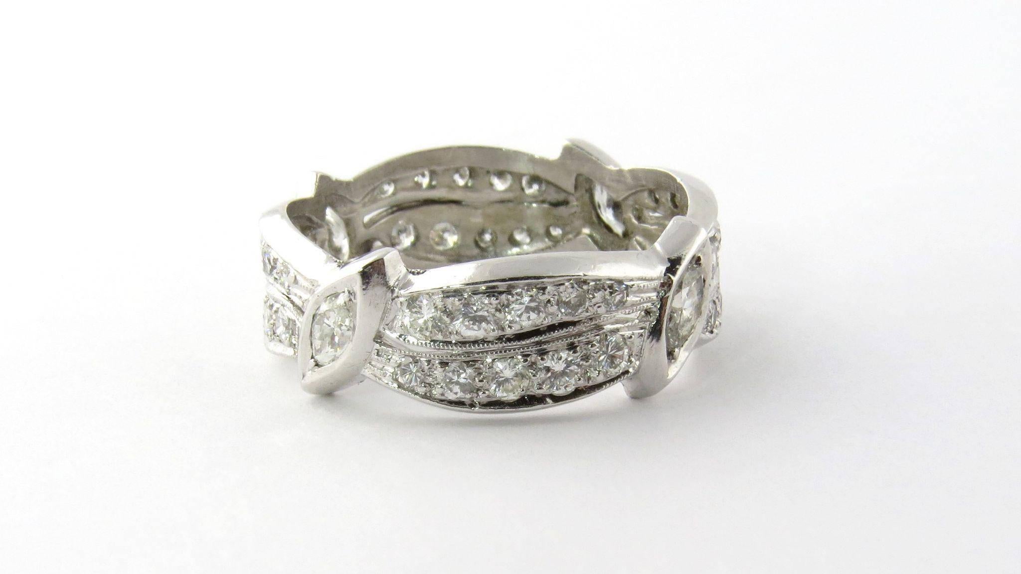 Platinum Round and Marquis Diamond Wedding Band In Excellent Condition In Washington Depot, CT