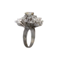 Platinum Round and Marquise Diamond Cluster Cocktail Ring