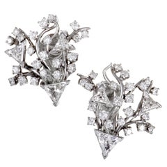 Platinum Round and Triangle Diamonds Huggie Clip-On Earrings Platinum Round and Triangle Diamonds Huggie Clip-On Earrings