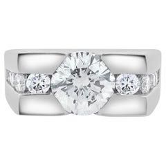 Bague en platine avec diamants ronds à taille brillante Channel Set