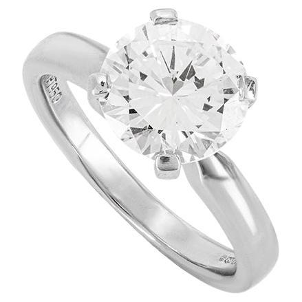 Platine Diamant à taille ronde et brillante  Bague de fiançailles 2,24 carats I/VS2 en vente