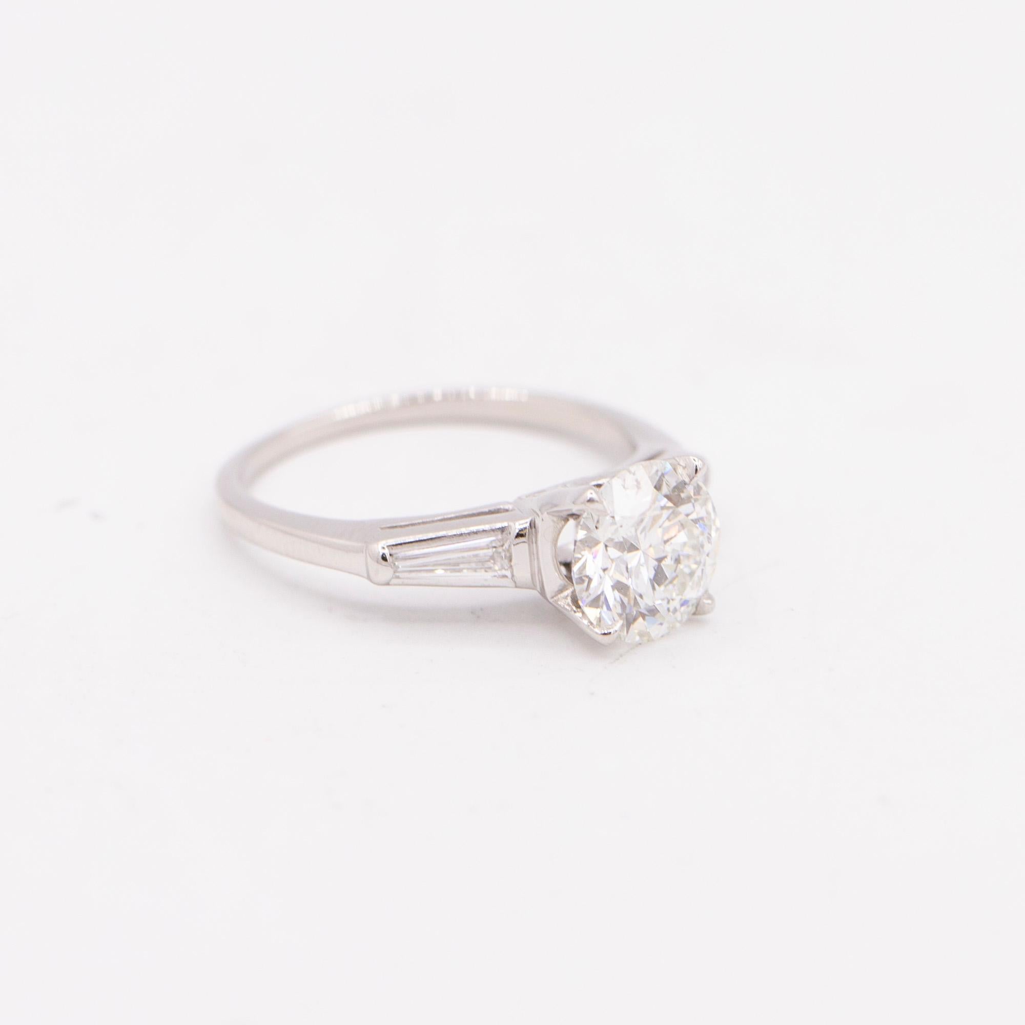 Modern Platinum Round Brilliant Cut Diamond Engagement Ring For Sale