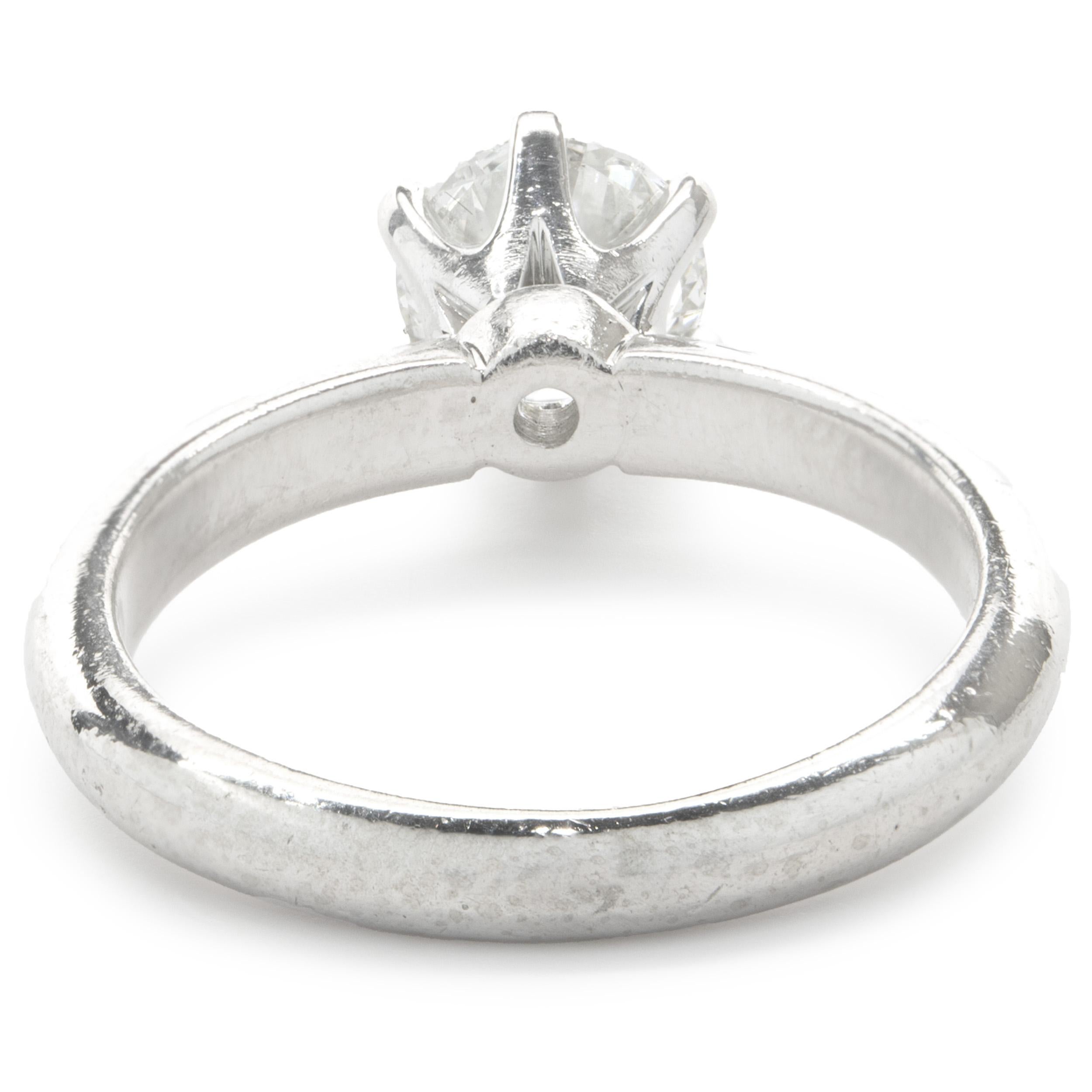 Round Cut Platinum Round Brilliant Cut Diamond Engagement Ring For Sale