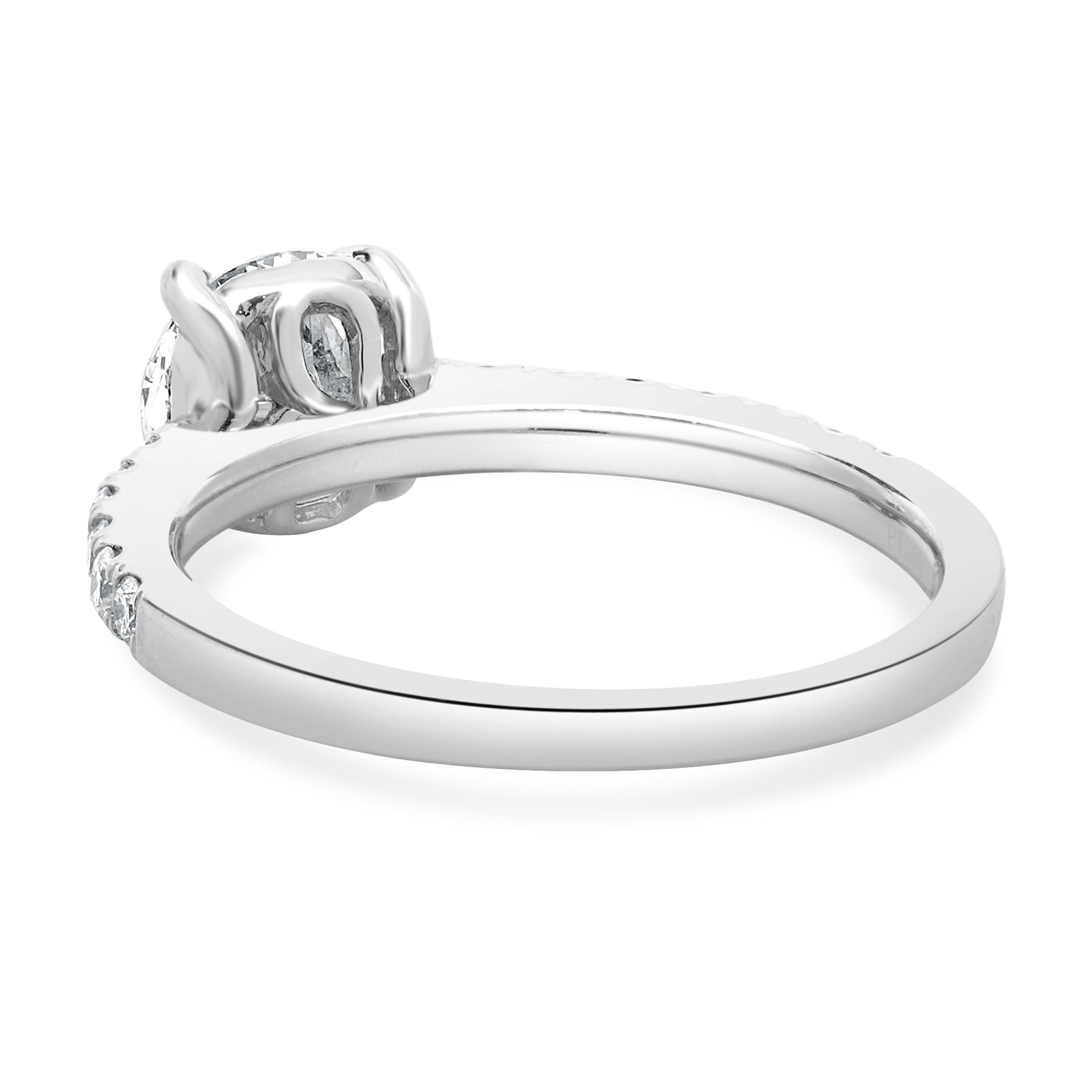 Round Cut Platinum Round Brilliant Cut Diamond Engagement Ring