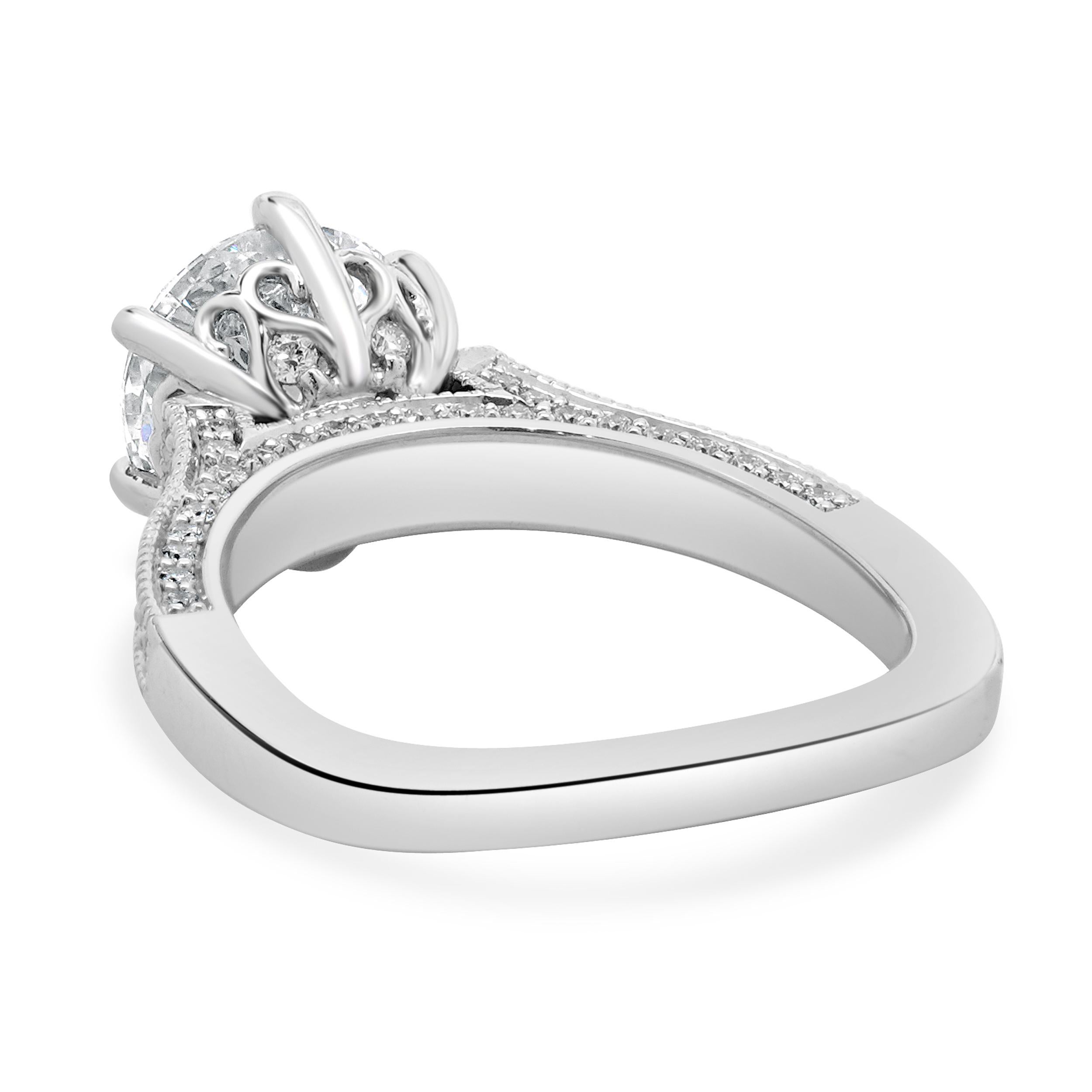 Round Cut Platinum Round Brilliant Cut Diamond Engagement Ring