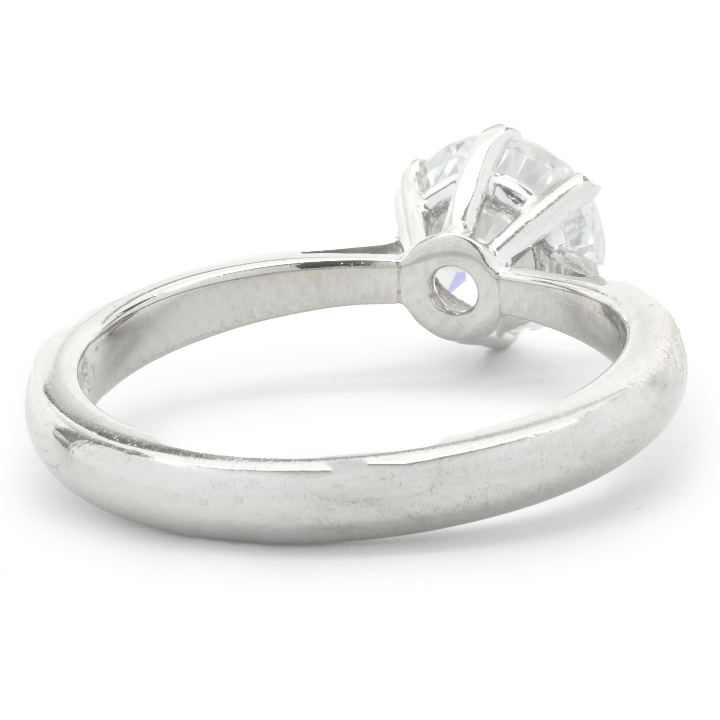 Round Cut Platinum Round Brilliant Cut Diamond Engagement Ring For Sale