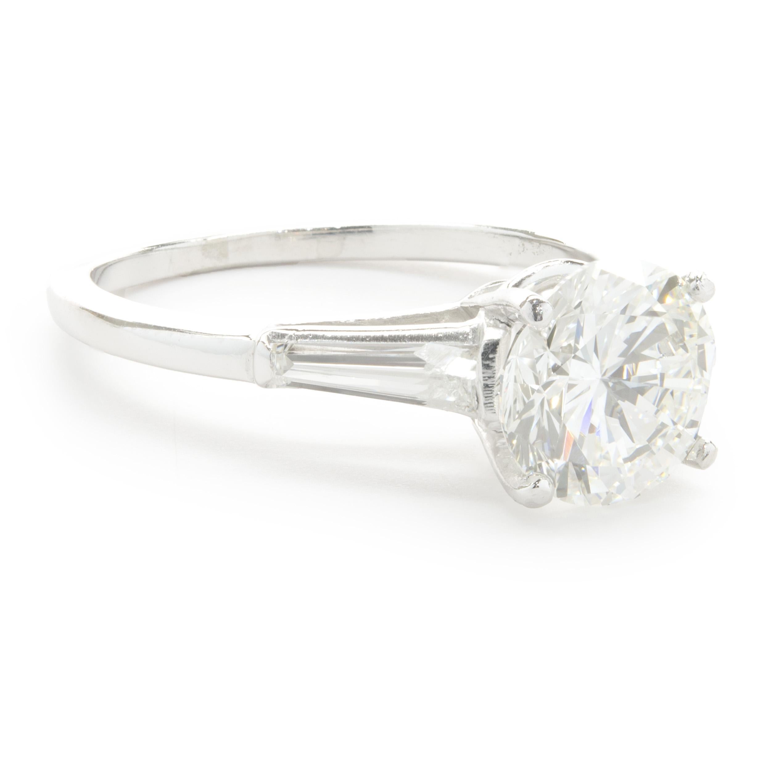 Platinum Round Brilliant Cut Diamond Engagement Ring In Excellent Condition In Scottsdale, AZ