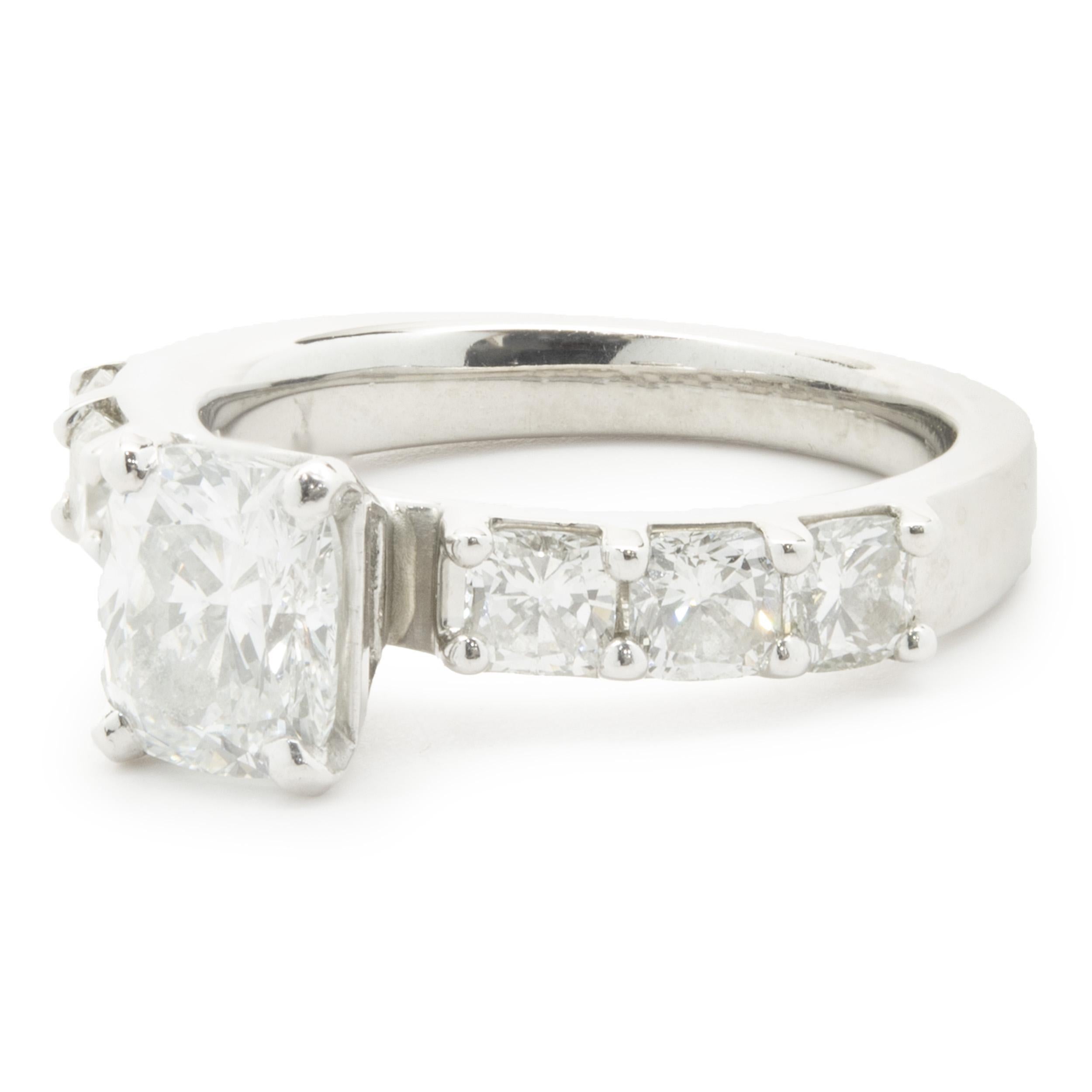 Platinum Round Brilliant Cut Diamond Engagement Ring In Excellent Condition For Sale In Scottsdale, AZ