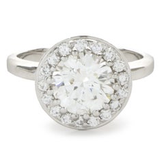 Bague de fiançailles en platine avec diamants ronds taille brillant