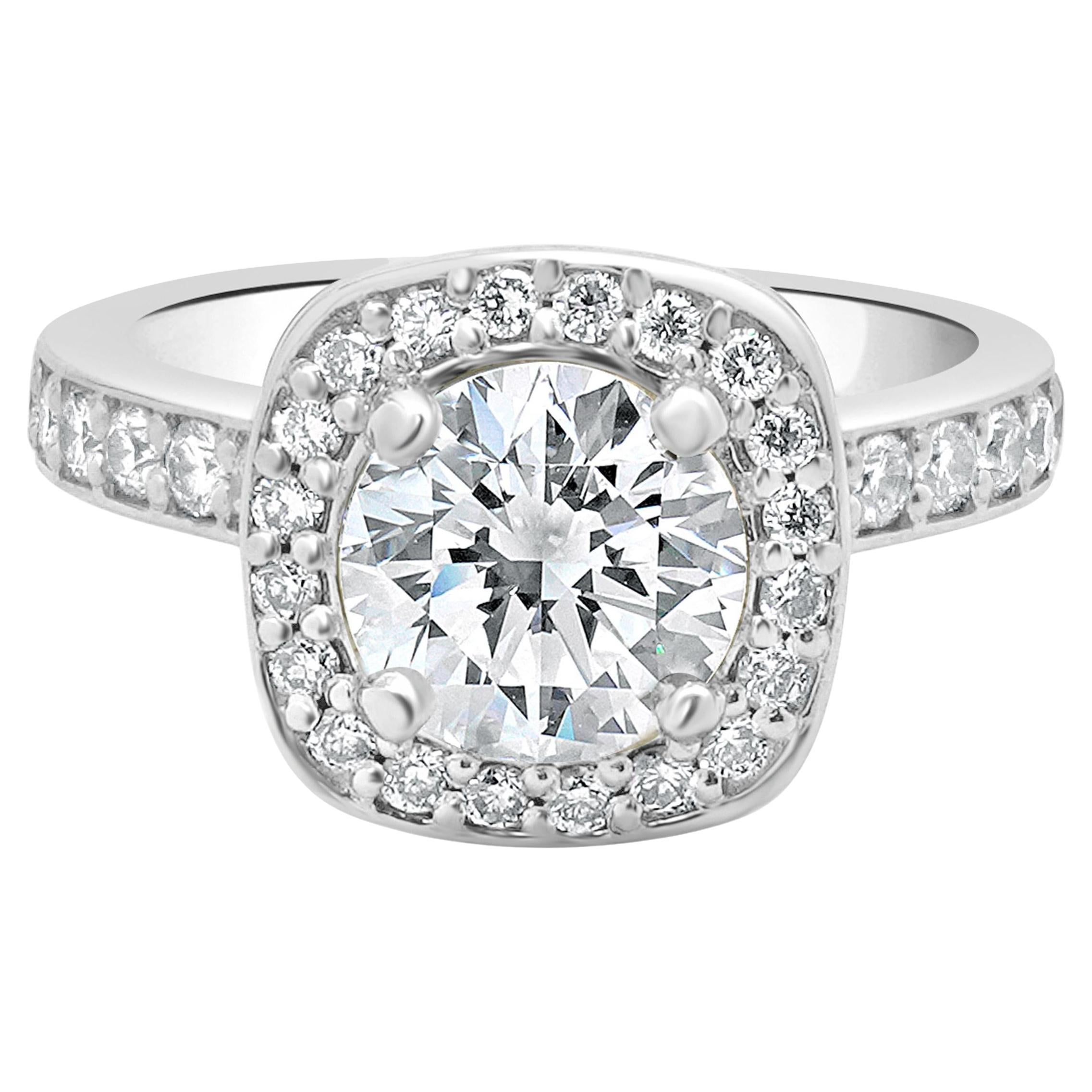 Platinum Round Brilliant Cut Diamond Engagement Ring