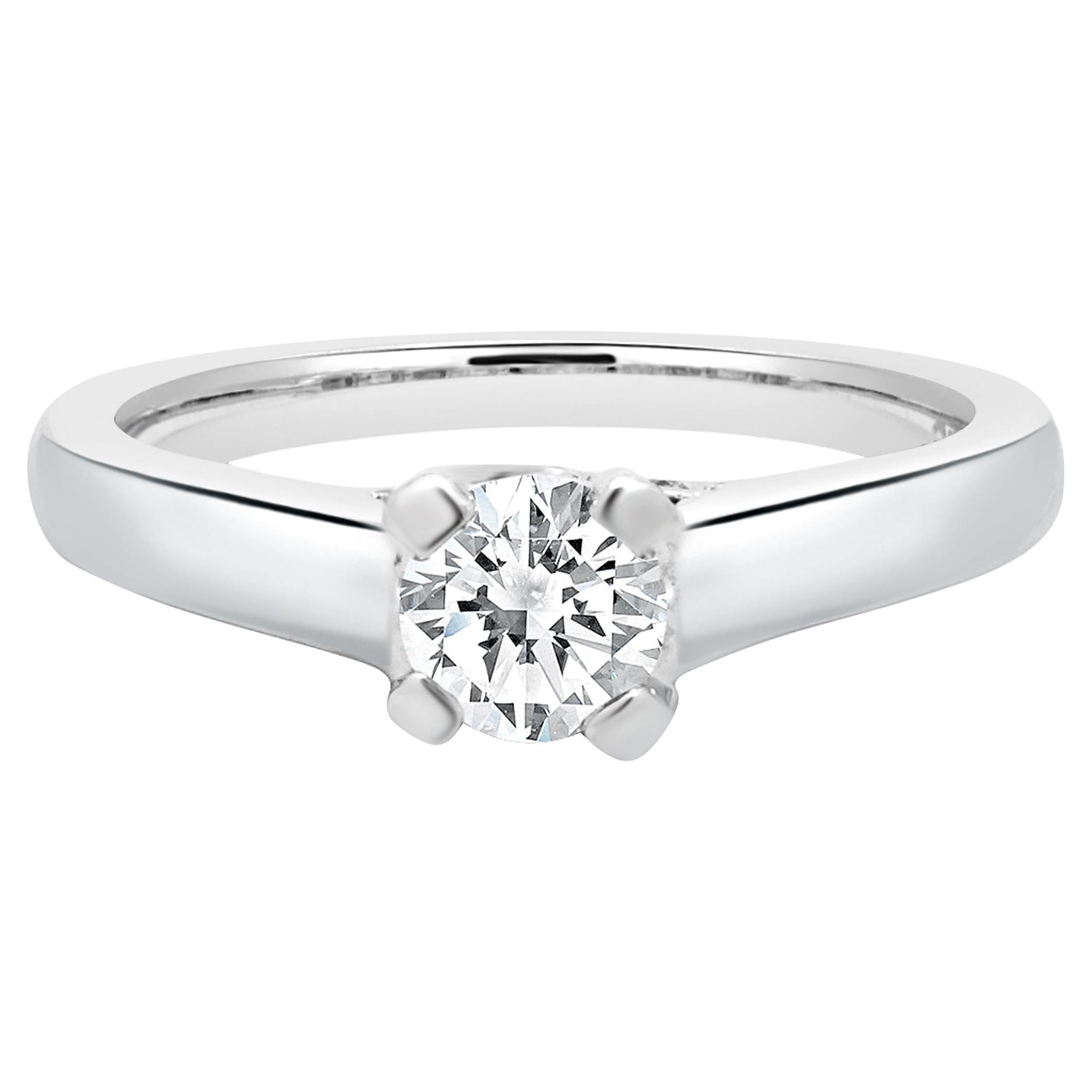 Bague de fiançailles en platine avec diamants ronds taille brillant