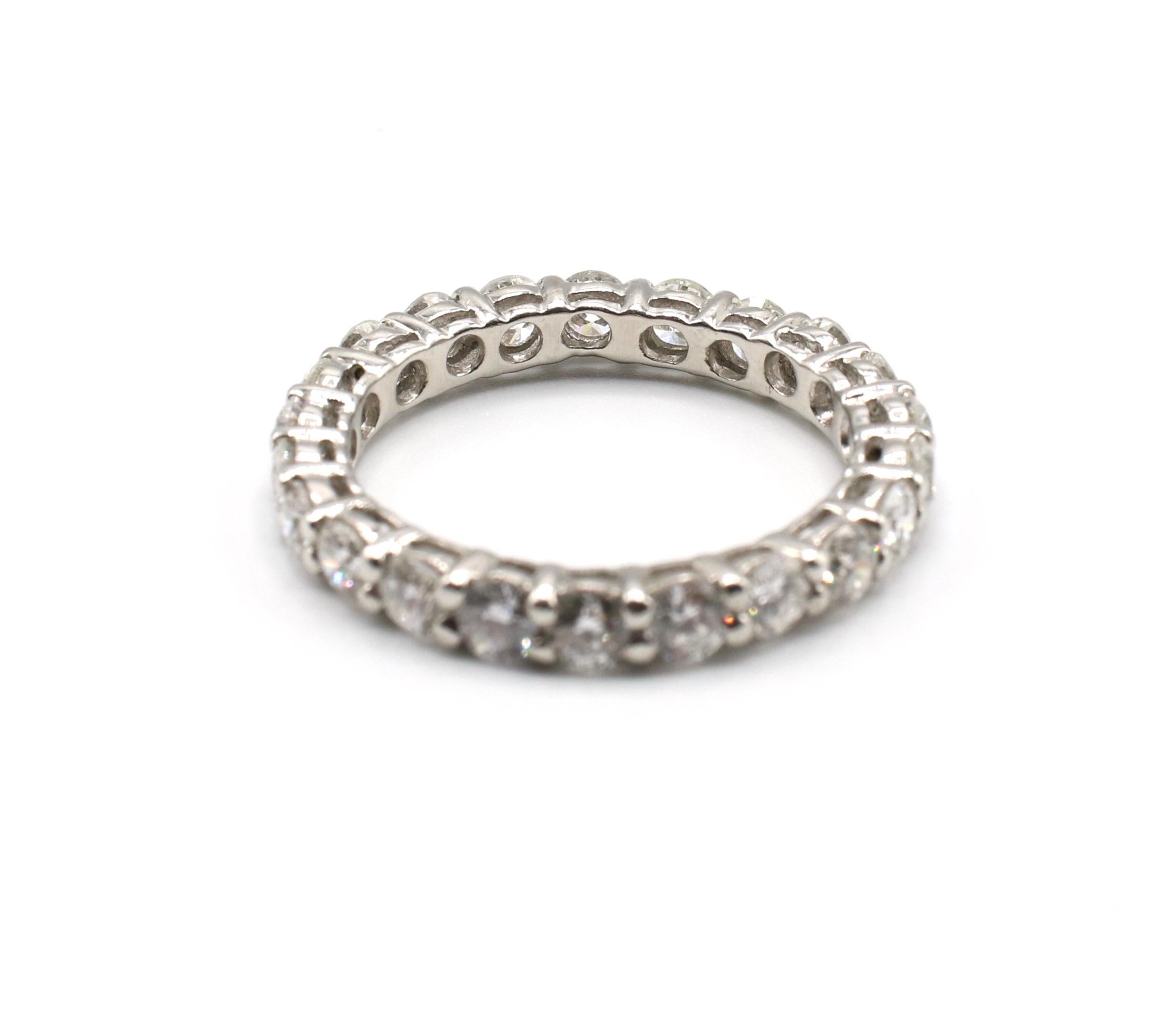 Contemporary Platinum Round Brilliant Cut Diamond Eternity Band Ring 2.5 Carat