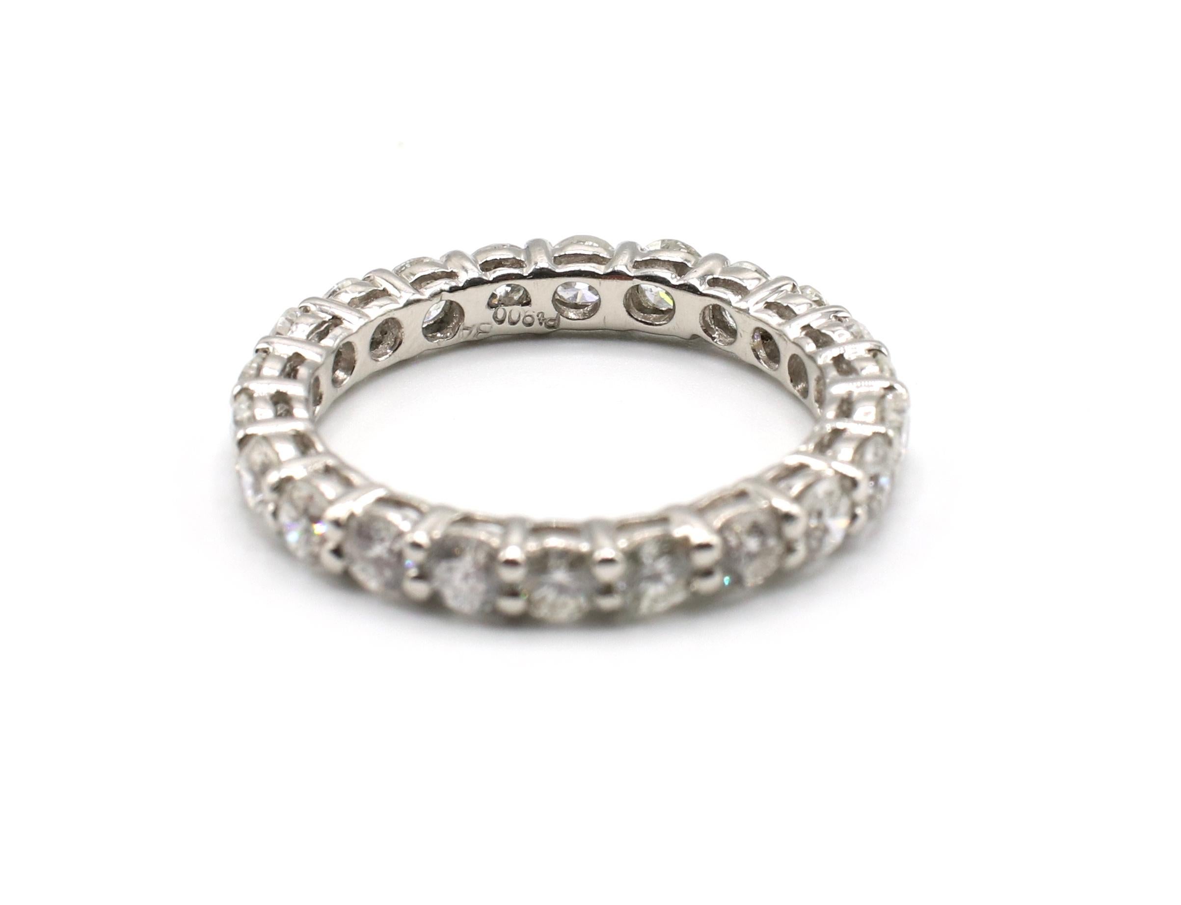 Round Cut Platinum Round Brilliant Cut Diamond Eternity Band Ring 2.5 Carat