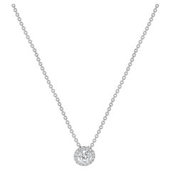 Platinum Round Brilliant Cut Diamond Halo Necklace