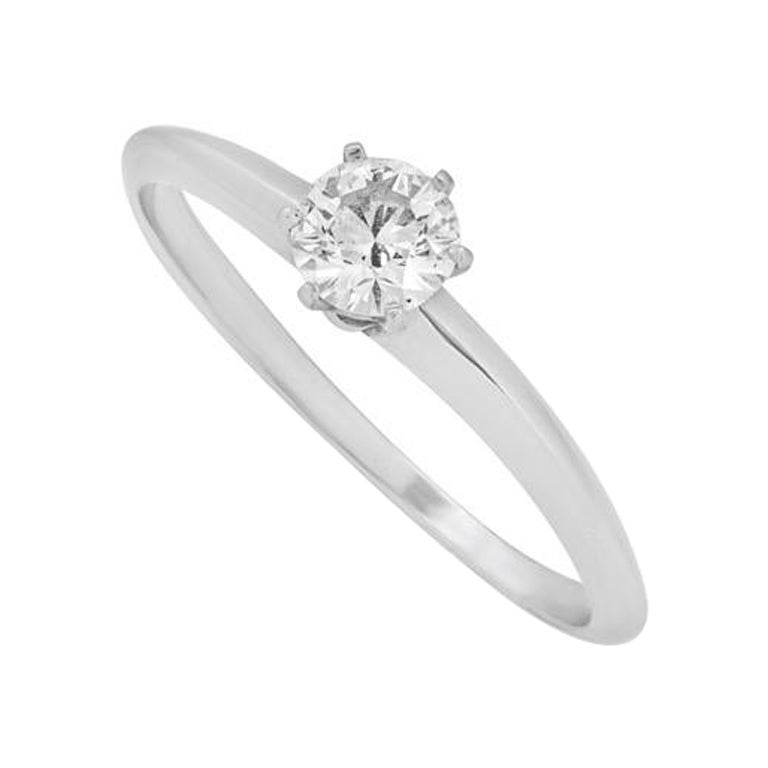 Platin Diamantring mit rundem Brillantschliff 0,40ct I/VS2 im Angebot