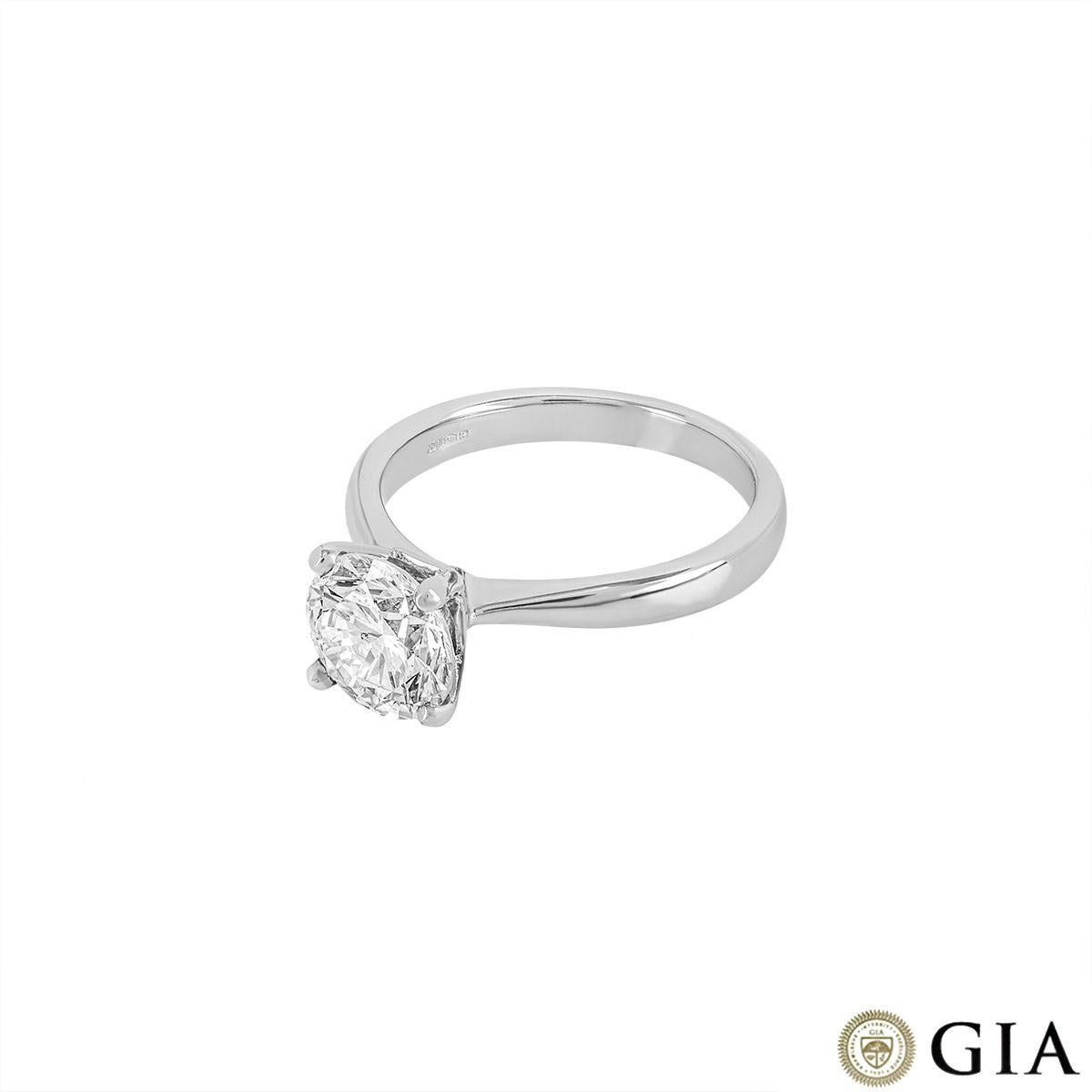 Round Cut GIA Certified Platinum Round Brilliant Cut Diamond Ring 2.00ct L/SI1 For Sale