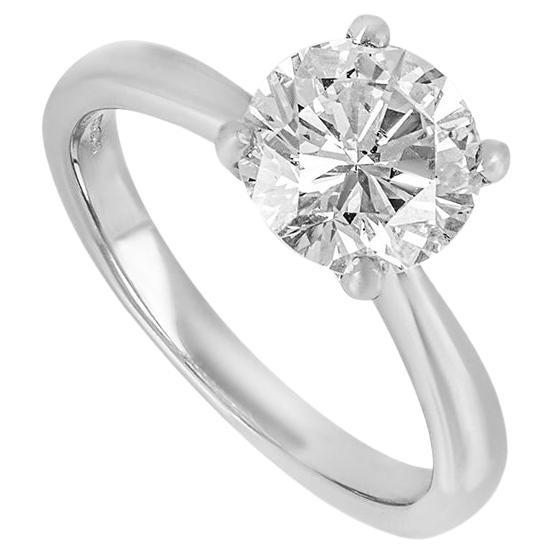 GIA Certified Platinum Round Brilliant Cut Diamond Ring 2.00ct L/SI1 For Sale