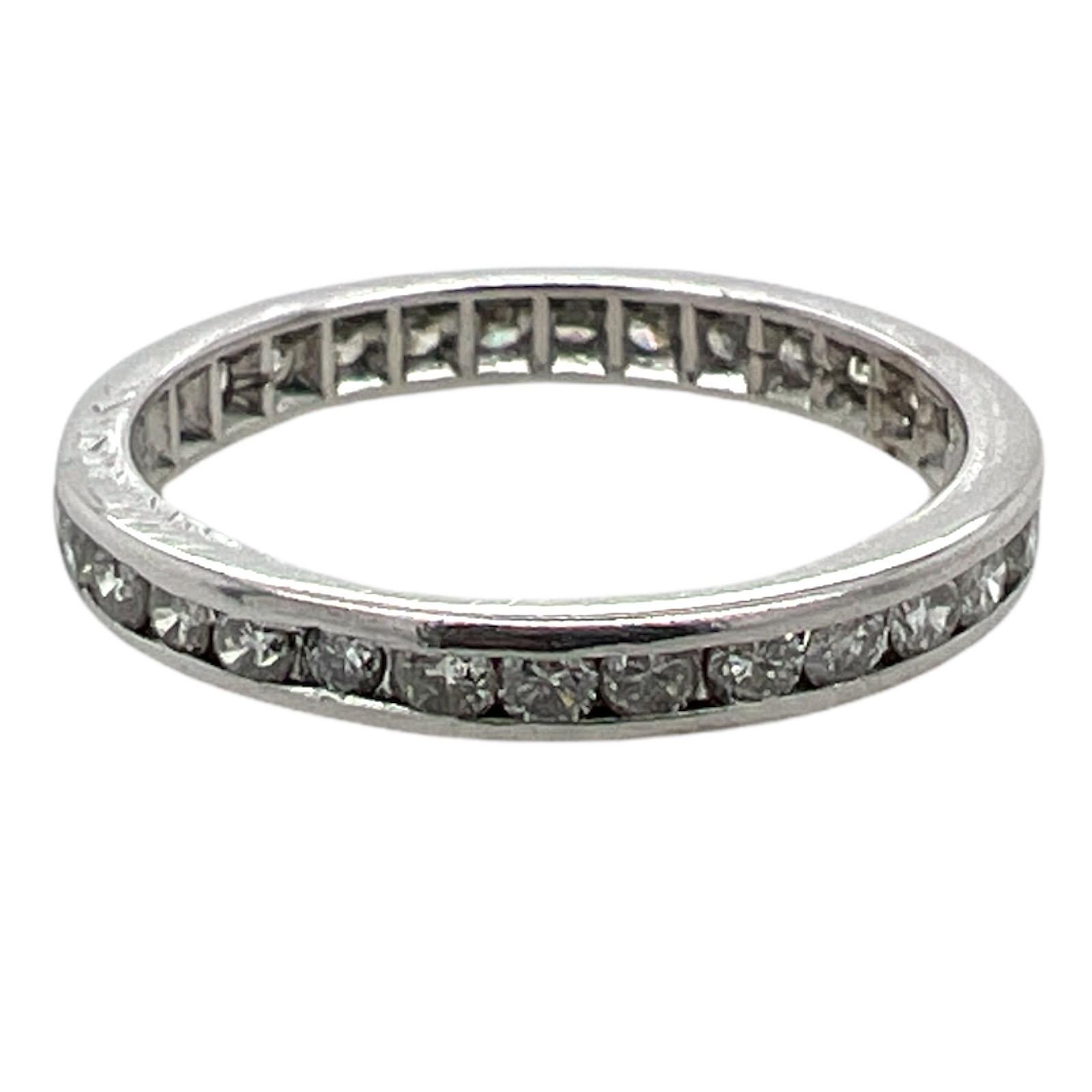 Round Cut Platinum Round Brilliant Diamond Eternity Band Ring Channel Set Diamonds For Sale