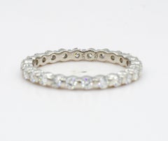 Platinum Round Brilliant Diamond Eternity Ring 24 Diamonds .75cttw Size 6, 2.9 g