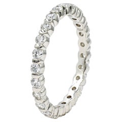 Platinum Round Brilliant Diamond Eternity Ring 24 Diamonds .75cttw Size 6, 2.9 g