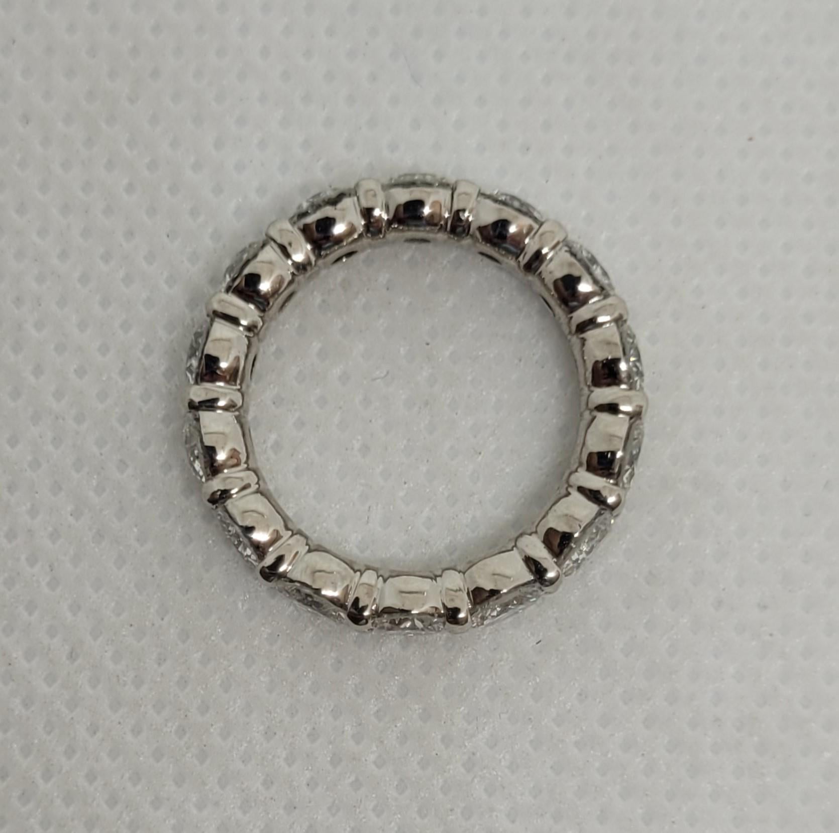 Round Cut Platinum Round Brilliant Diamond Eternity Ring, 3.50cttw, 14 Diamonds, Size 4 For Sale