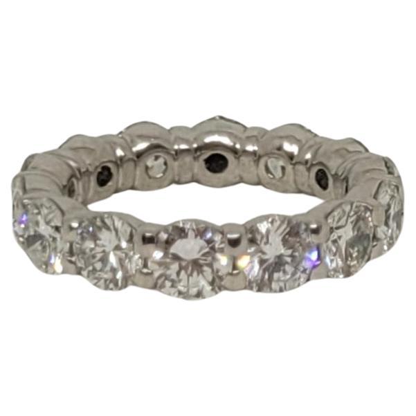 Anillo de eternidad de platino con diamante brillante redondo, 3,50 ctw, 14 diamantes, talla 4