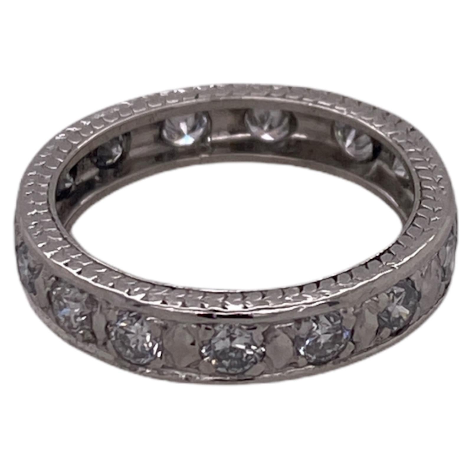 Modern Platinum Round Brilliant Diamond Eternity Wedding Vintage Band Ring