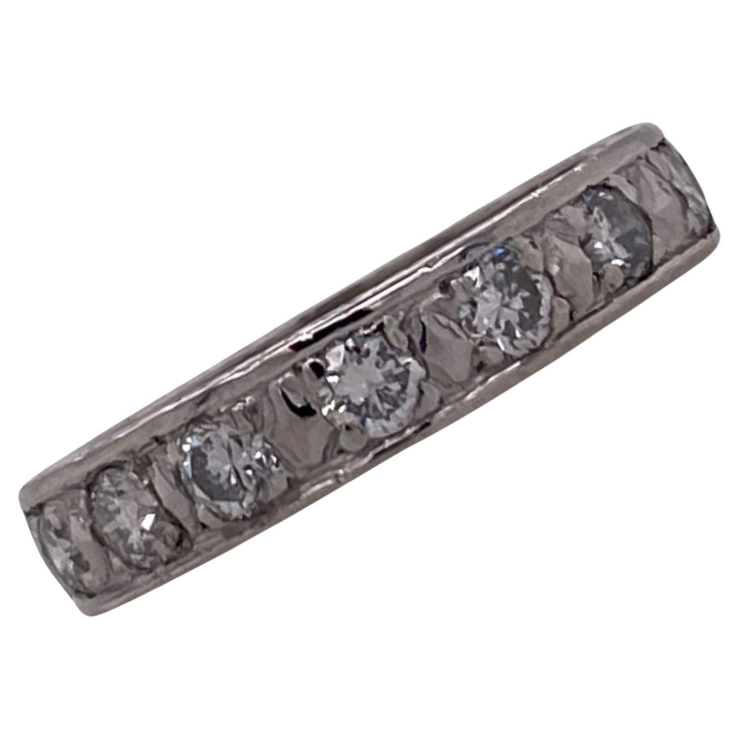 Platinum Round Brilliant Diamond Eternity Wedding Vintage Band Ring