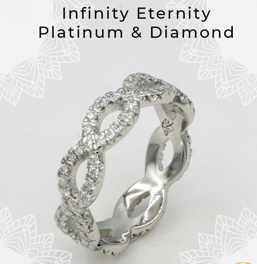 Platinum and Round Brilliant Diamond Infinity Eternity Ring - Custom Made-to-Order

Featured Description:
Introducing an exceptional infinity eternity ring designed by Rock N Gold Creations. This beautiful piece features platinum elegantly adorned