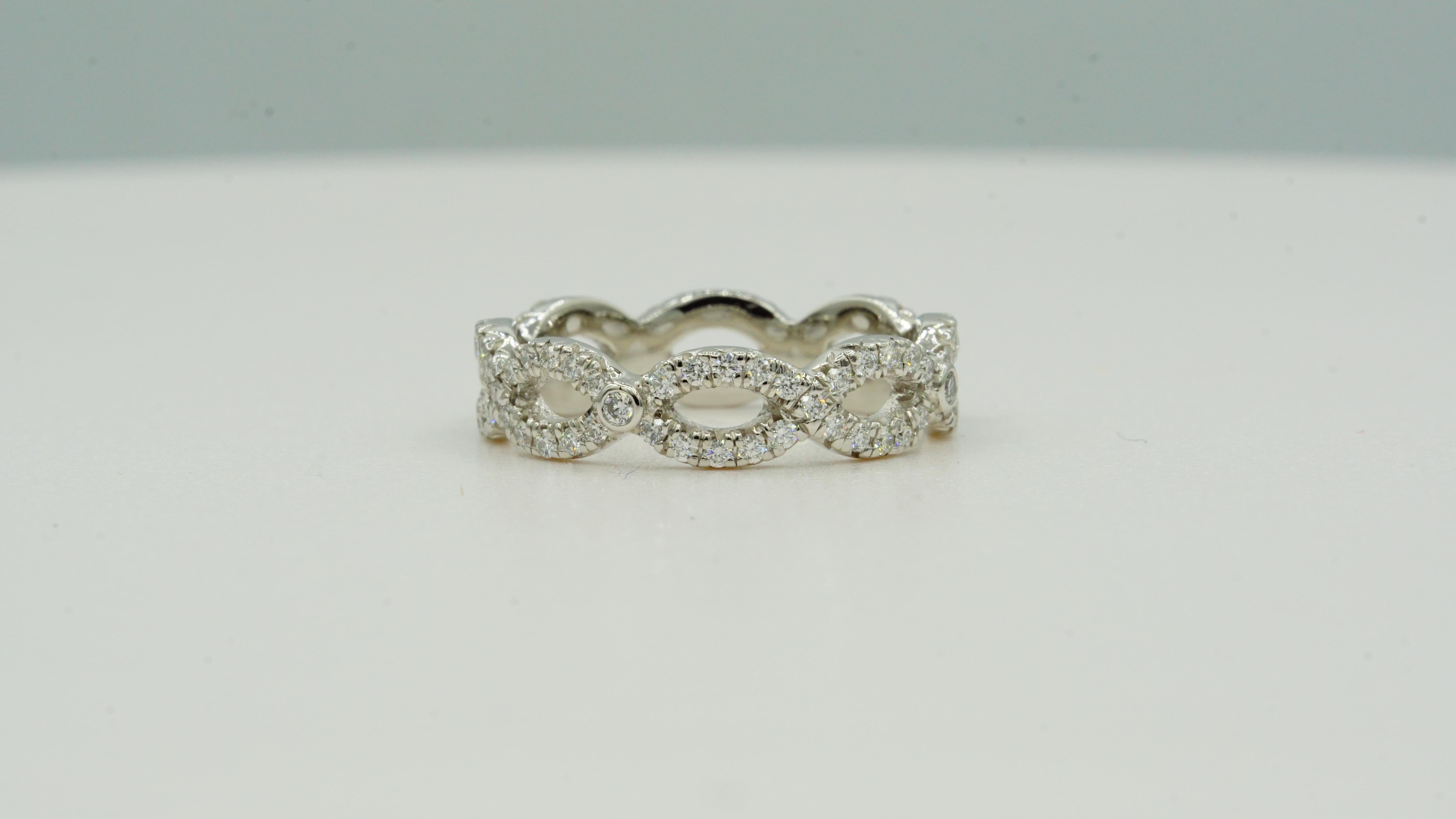 Women's Platinum & Round Brilliant Diamond Infinity Eternity Ring, Custom Made-To-Order For Sale