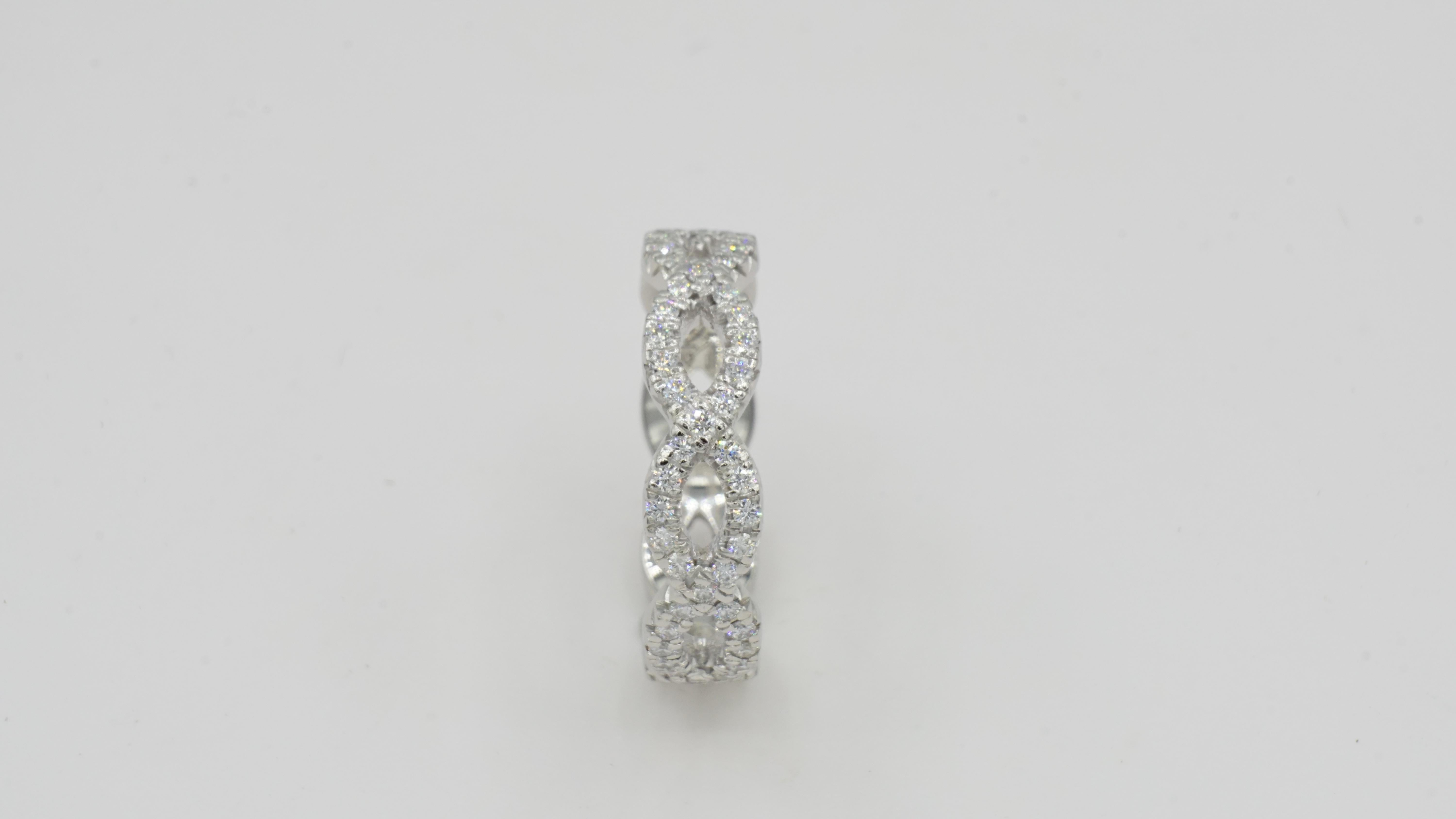 Platinum & Round Brilliant Diamond Infinity Eternity Ring, Custom Made-To-Order For Sale 2