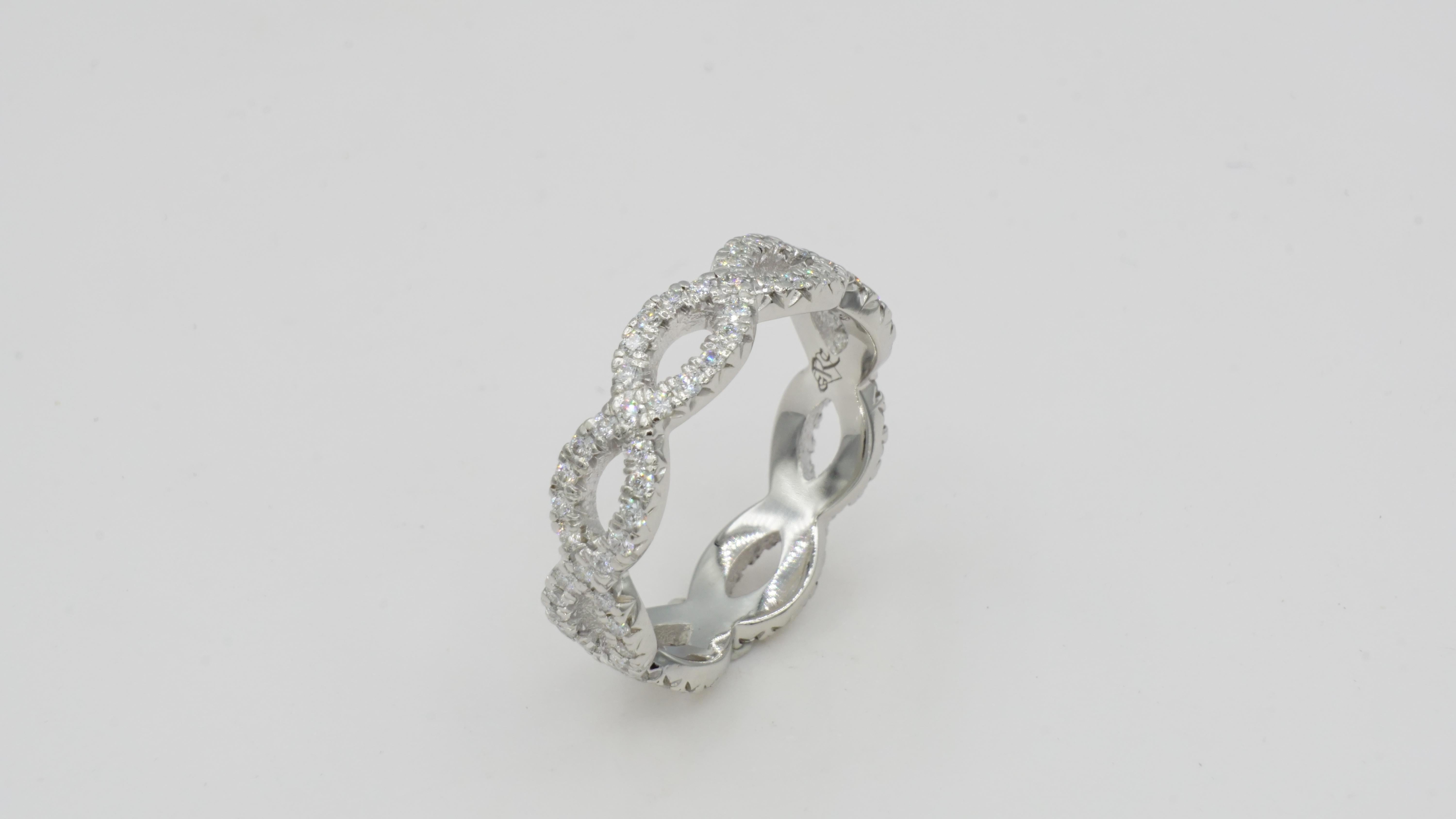 Platinum & Round Brilliant Diamond Infinity Eternity Ring, Custom Made-To-Order For Sale 3