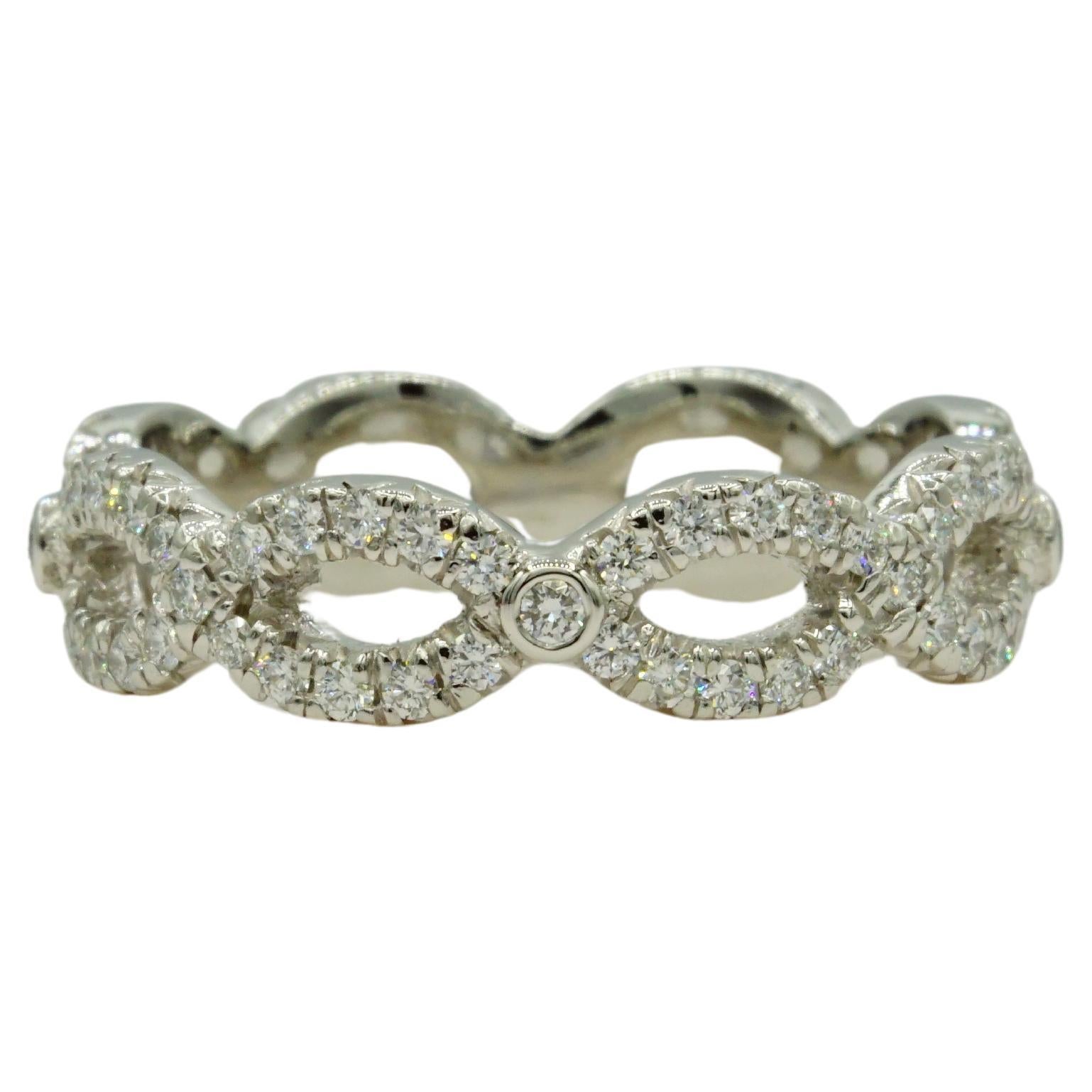 Platinum & Round Brilliant Diamond Infinity Eternity Ring, Custom Made-To-Order For Sale