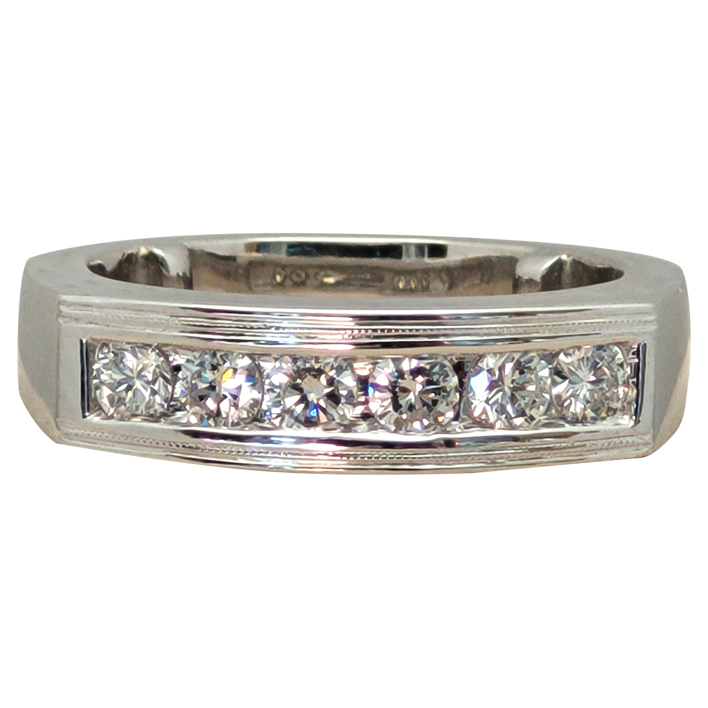 Anillo de diamante brillante redondo de platino del diseñador RGC, como nuevo, .48cttw, 12 gr en venta