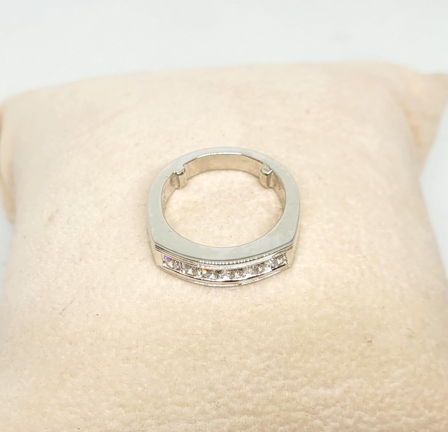 Round Cut Platinum Round Brilliant Diamond Ring by Designer RGC, like New, .48cttw, 12 gr For Sale