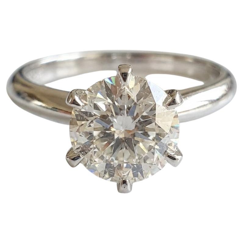 Platinum Round Brilliant Diamond Solitaire Engagement Ring, 2 Carats