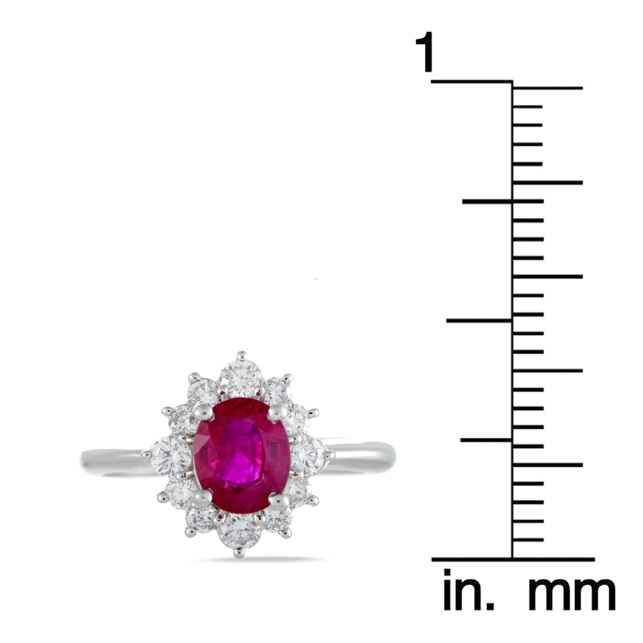 Platinum Round Diamond and Ruby Ring 2