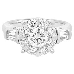 Platinum Round Diamond Cluster Engagement Ring