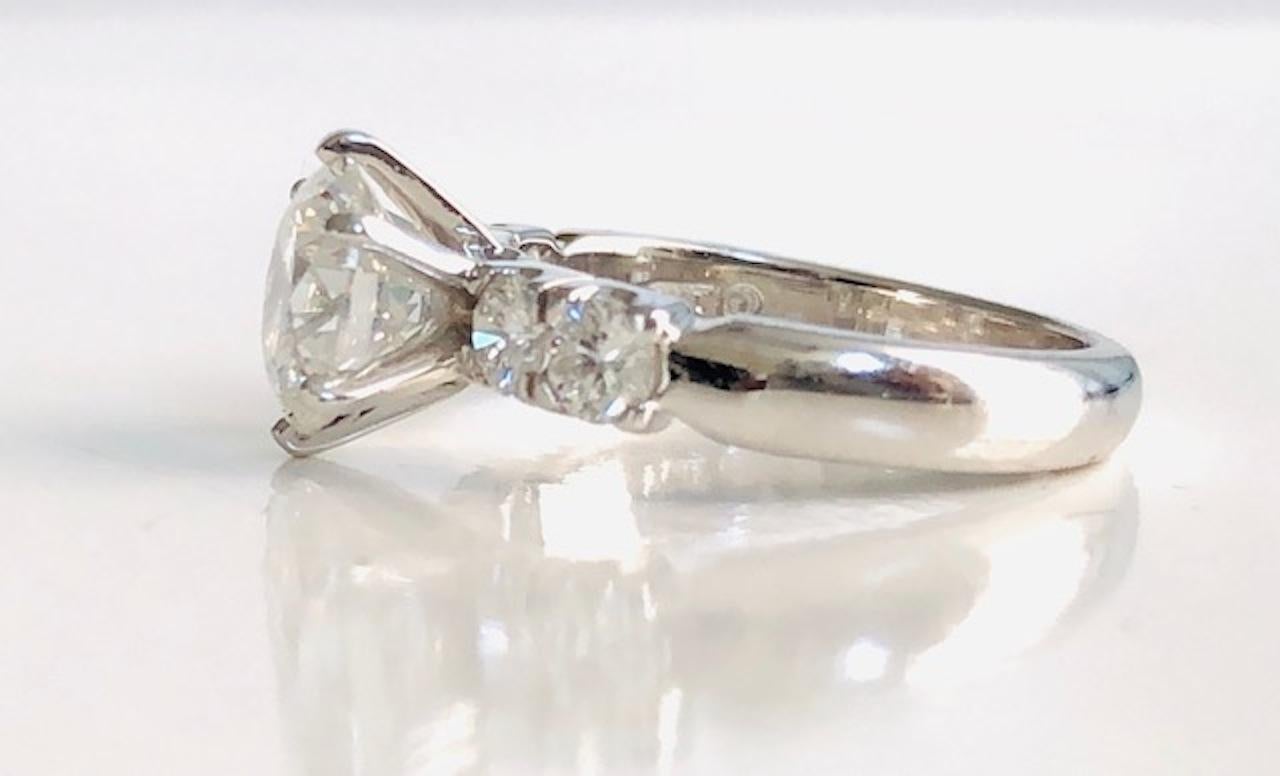Contemporary Platinum Round Diamond Engagement Ring, EVS2- 2.01 CT For Sale
