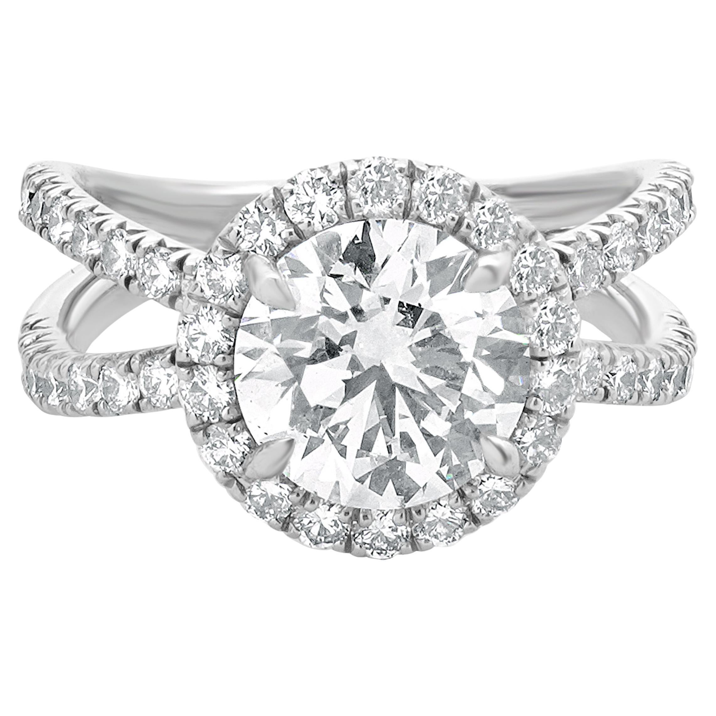 Platinum Round Diamond Engagement Ring With Halo