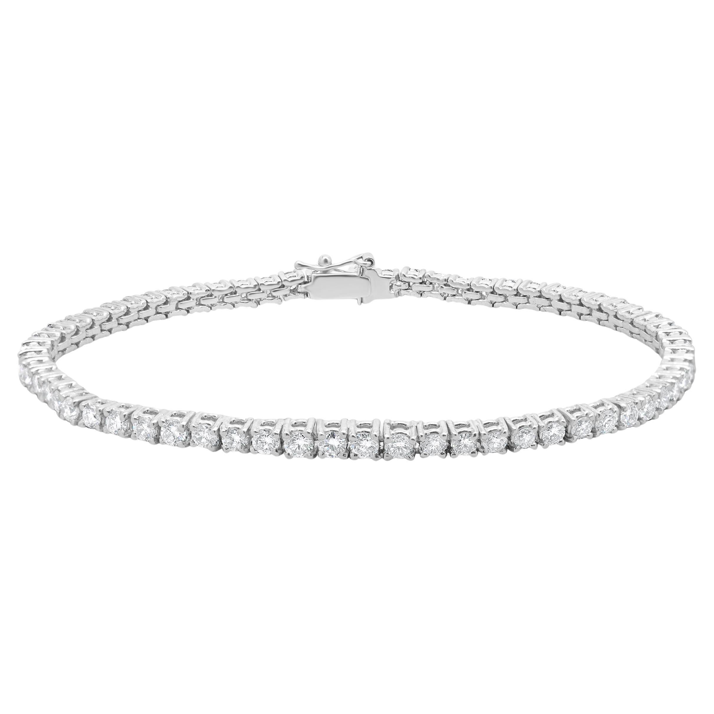 Platinum Round Diamond Tennis Bracelet
