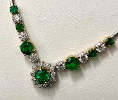 Collier d'émeraudes rondes et de diamants