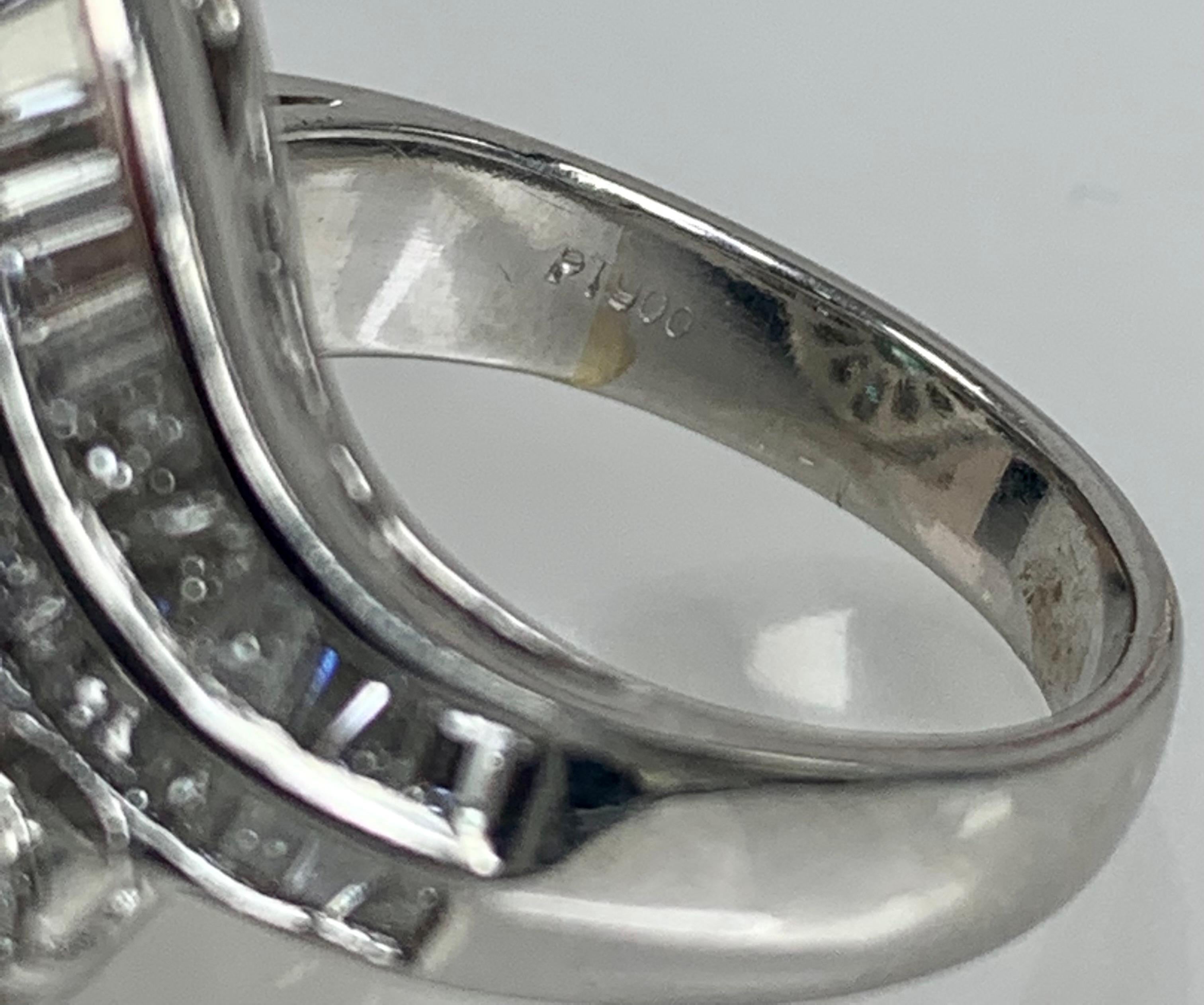 Women's Platinum Round Shaped Emerald Diamond Ring For Sale