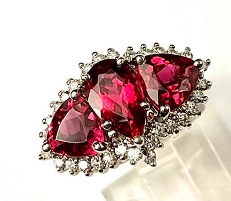 Platinum Rubellite Tourmaline Ring In New Condition For Sale In San Diego, CA