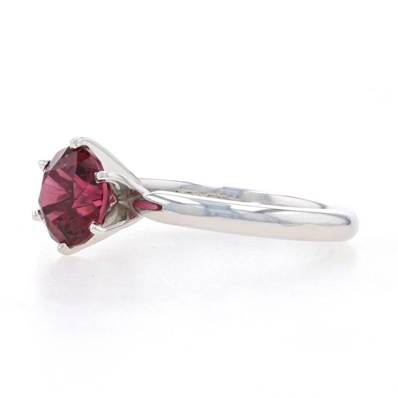 Platinum Rubellite Tourmaline Solitaire Engagement Ring Round Cut 1.83ct In Excellent Condition For Sale In Greensboro, NC