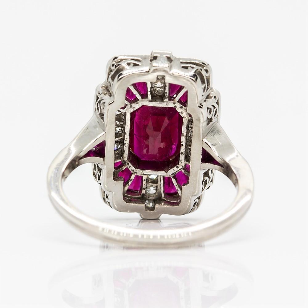 Art Deco Platinum Rubies ‘GIA Certified’ and Diamonds Ring