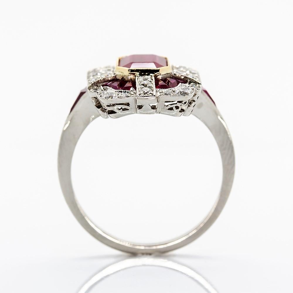 Platinum Rubies ‘GIA Certified’ and Diamonds Ring In Excellent Condition In Miami, FL