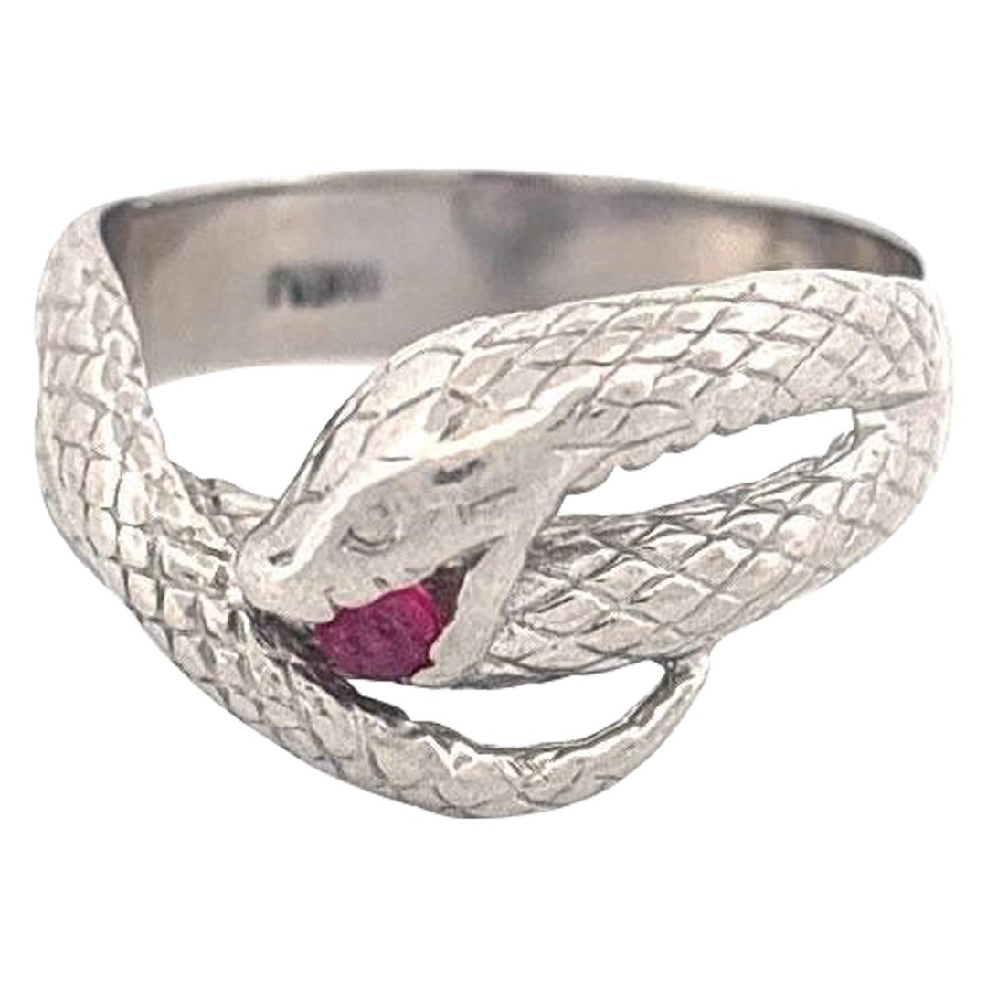 Platinum Ruby 0.10 Snake Ring in vendita