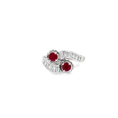 Platinum Ruby and Baguette Diamond Ring