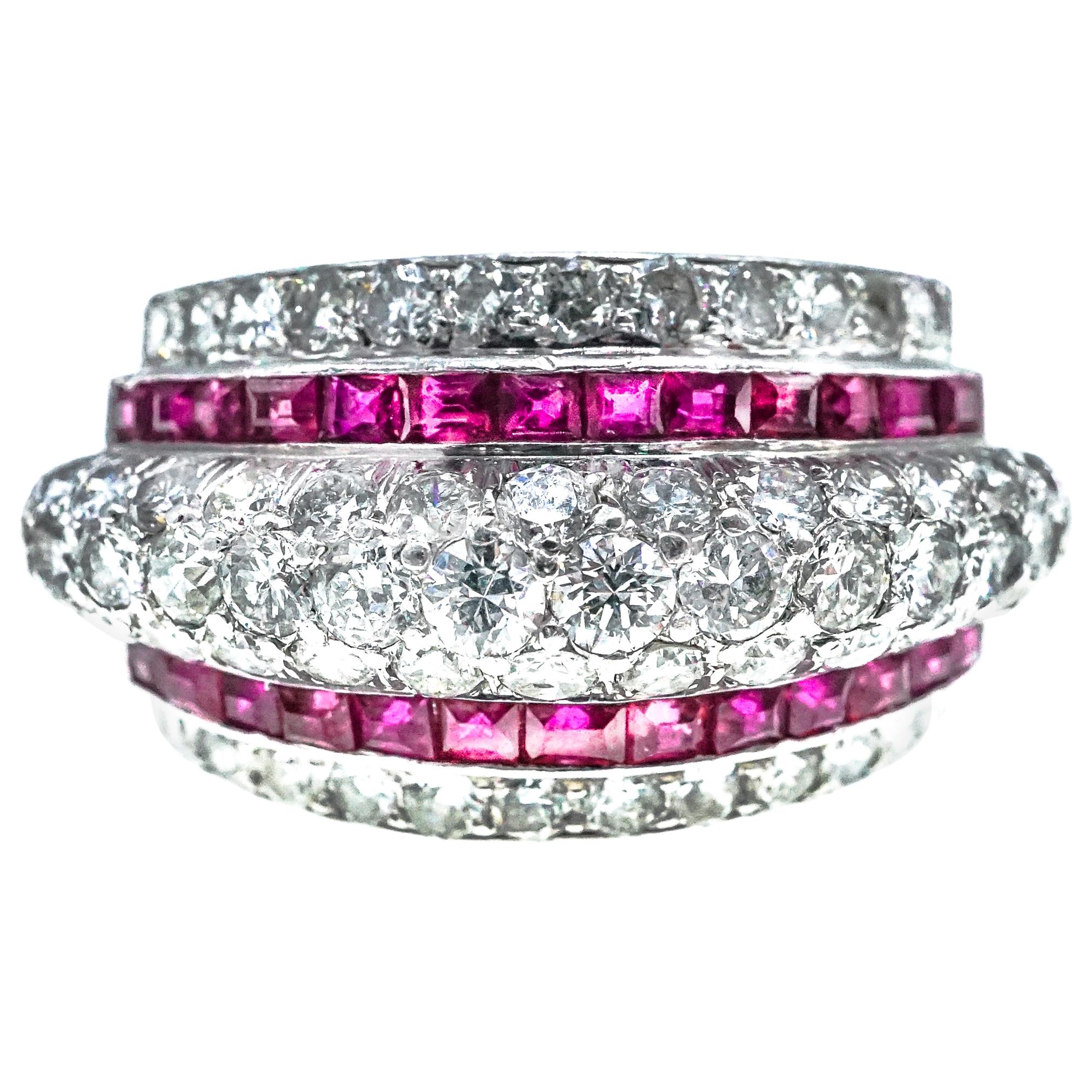 Platinum, Ruby and Diamond Band For Sale
